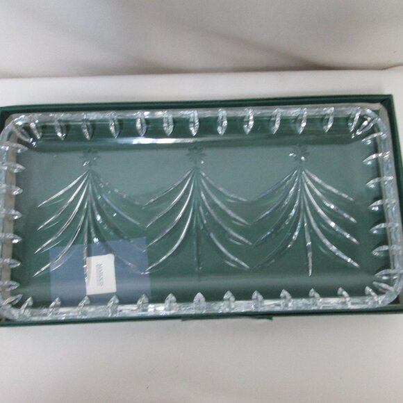 Waterford Marquis Crystal Christmas Tree tray platter centerpiece Vintage NEW